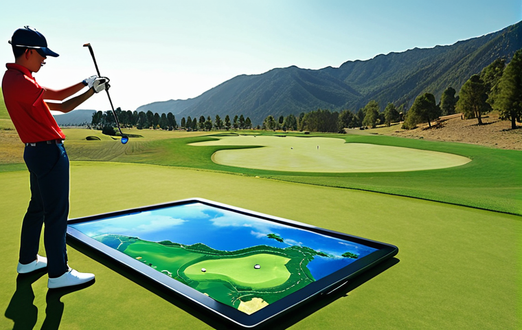 **Prompt 1: The Precision Revolution**
A golfer on a vibrant, sunlit golf course, intensely focused on a translucent, futuristic holographic display or tablet showing an incredibly detailed 3D topographic map of the hole. Subtle laser lines or light effects emanate from the display, visually representing LiDAR scanning. In the background, a sleek, modern drone is visible flying gracefully above, emphasizing advanced aerial mapping. The scene should convey extreme precision, strategic depth, and the feeling of seeing the unseen, with a modern, high-tech aesthetic.