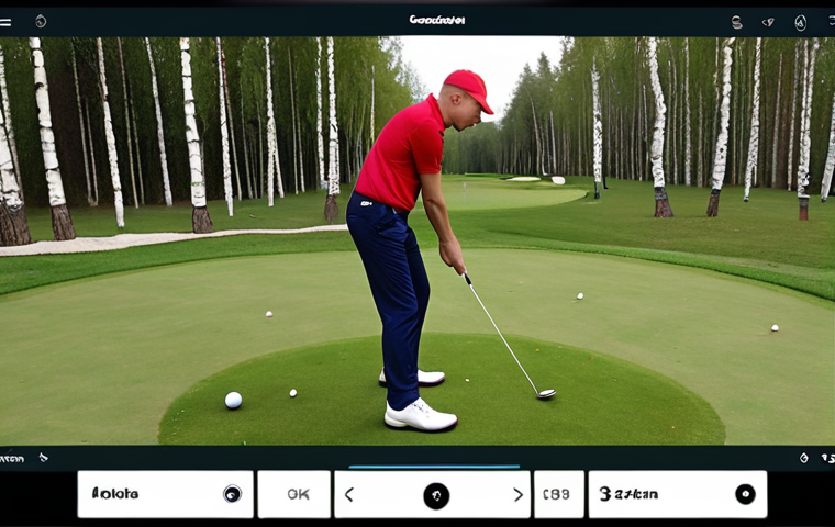 **
A personalized golf lesson in Russia. A golf coach is analyzing a student's swing using video analysis software on a tablet. The background shows a putting green with other golfers. Focus on the interaction and modern technology. Include elements that reflect Russian culture, such as birch trees or traditional clothing, if appropriate for a golf setting. The atmosphere is supportive and encouraging.
**